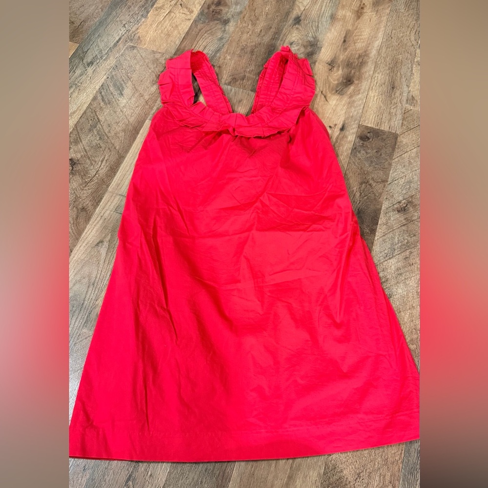 Anthropologie Dress Womens 0 Red Fei Carambola Ruffled Sleeveless Lined Mini